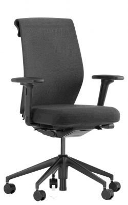 Schwarzer ID Cloud Bürodrehstuhl von Vitra mit Armlehnen und Rollen, ergonomischer Bürostuhl für komfortables Sitzen.